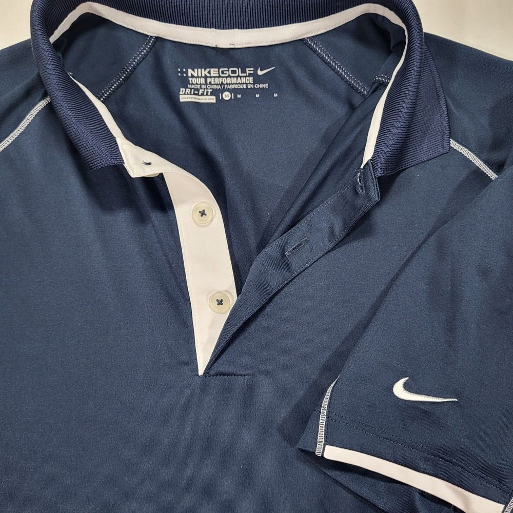 Nike Golf Tour Performance Dri-Fit Men's Medium‎ Tech Core Color Block Navy Polo